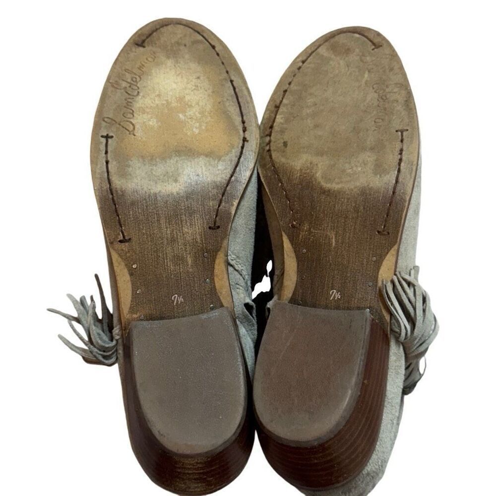 Sam Edelman Paige Fringe Ankle Bootie Women’s 7.5 Grey Suede Leather - Picture 5 of 10